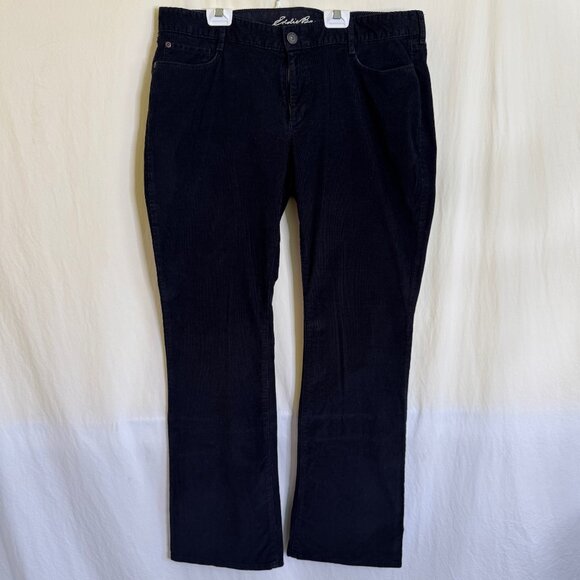 Eddie Bauer Denim - Eddie Bauer Black Corduroy Curvy Fit Boot Cut Women's Pants Size 14